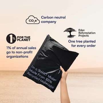 SMART 10x13 Recycled Poly Mailers - 100 Pack of Black Eco-Friendly Packaging Mailing Bags | Recyclable & Sustainable, Cute & Stylish Small Business Supplies | 2.5 Mil Thick - 100 Pack