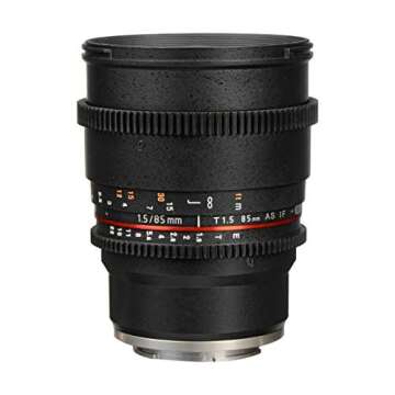 Rokinon CV85M-NEX 85mm t/1.5 Aspherical Lens for Sony E-Mount with De-Clicked Aperture