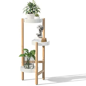 Wisuce Corner Plant Stand Indoor, 3 Tier Tall Bamboo Plant Stand Holder & Plant Shelf Display Rack f...