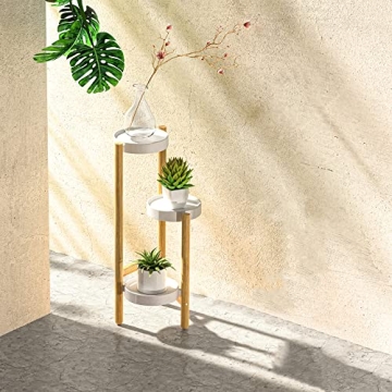 Wisuce Corner Plant Stand Indoor, 3 Tier Tall Bamboo Plant Stand Holder & Plant Shelf Display Rack for Indoor Home Decor (3 Tier Stand)