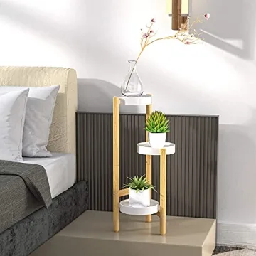 Wisuce Corner Plant Stand Indoor, 3 Tier Tall Bamboo Plant Stand Holder & Plant Shelf Display Rack for Indoor Home Decor (3 Tier Stand)