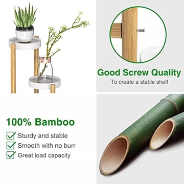 Wisuce Corner Plant Stand Indoor, 3 Tier Tall Bamboo Plant Stand Holder & Plant Shelf Display Rack for Indoor Home Decor (3 Tier Stand)