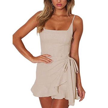 AIMCOO Women's Ruffle Hem Dress - Effortless Style in Beige