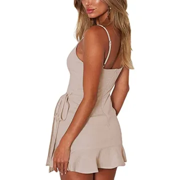 AIMCOO Women's Ruffle Hem Dress - Effortless Style in Beige