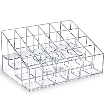 MOSIKER 24-Slot Lipstick Organizer in Clear Compact Design