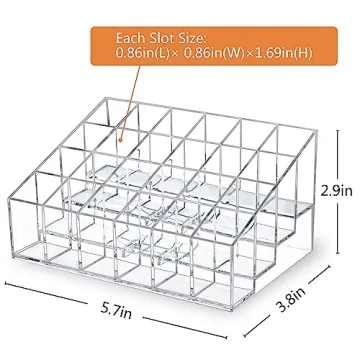 MOSIKER 24-Slot Lipstick Organizer in Clear Compact Design