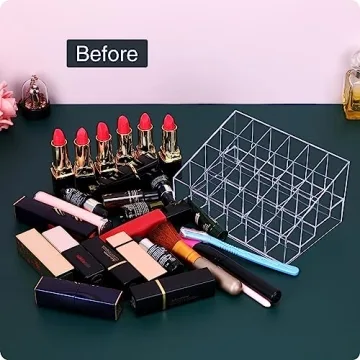 MOSIKER 24-Slot Lipstick Organizer in Clear Compact Design