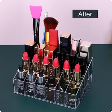 MOSIKER 24-Slot Lipstick Organizer in Clear Compact Design