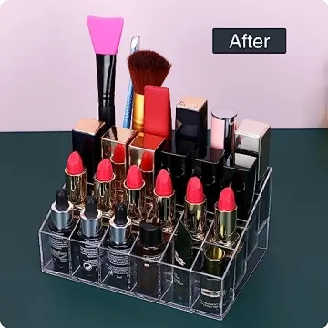 MOSIKER 24-Slot Lipstick Organizer in Clear Compact Design
