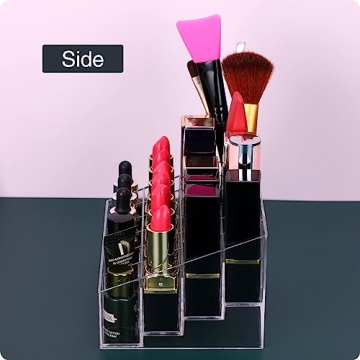 MOSIKER 24-Slot Lipstick Organizer in Clear Compact Design