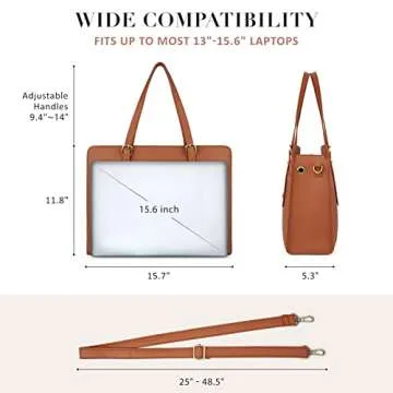 ECOSUSI Laptop Bag for Women 15.6 Inch Work Briefcase Tote Professional with Shoulder Strap for Business Travel Office