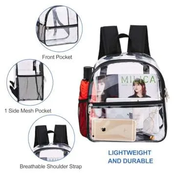 USPECLARE Clear Backpack for Stadium Approved 12×6×12, Water proof Clear Bag for Stadium Events and Concert Work Sport Event