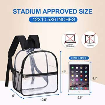 USPECLARE Clear Backpack for Stadium Approved 12×6×12, Water proof Clear Bag for Stadium Events and Concert Work Sport Event