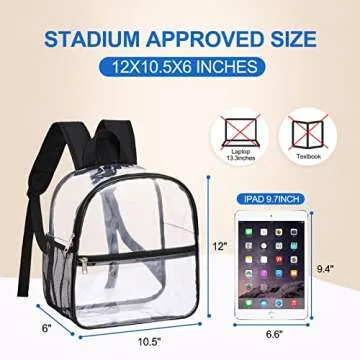 USPECLARE Clear Backpack for Stadium Approved 12×6×12, Water proof Clear Bag for Stadium Events and Concert Work Sport Event