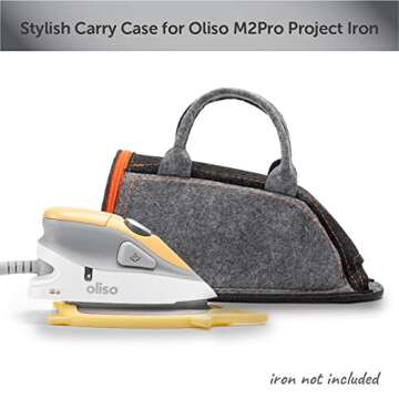 Oliso M3Pro Project Steam Iron with Solemate (Aqua) & Oliso Carry Bag for Mini Irons