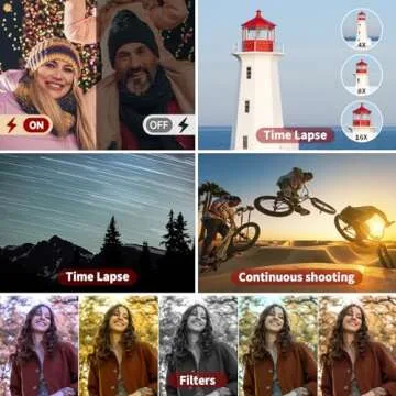 Bifevsr 4K Digital Camera for Photography Autofocus, 48MP Vlogging Camera with Flash Anti-Shake, 3'' 180° Flip Screen Compact Travel Camera 16X Zoom Camera for Teens with 32G Card, Battery Charger