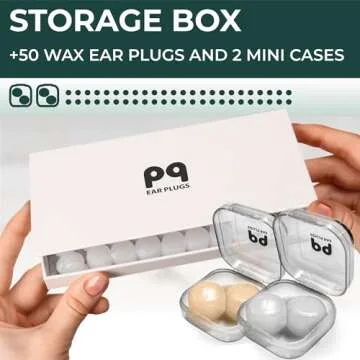 PQ Wax Ear Plugs for Sleeping, Swimming - 50 Noise Cancelling Silicone Gel Wax Earplugs, Ear Protect...