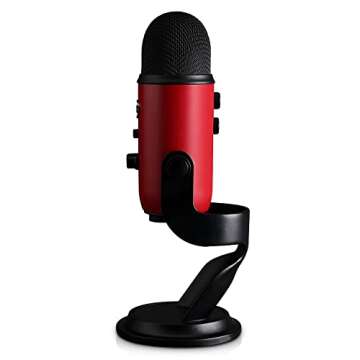 Logitech for Creators Yeti USB Mic, Blue VO!CE Software, 4 Pickup Patterns, Headphone Output & Volume Control, Plug & Play, Satin Red