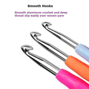14 Pcs Crochet Hooks Set with Ergonomic Soft Grip by Sooleo, 2mm(B)-10mm(N) Crochet Hook Crochet Needles Kit with Case, Extra Long? Knit Needles for Arthritic Hands and Old Fingers