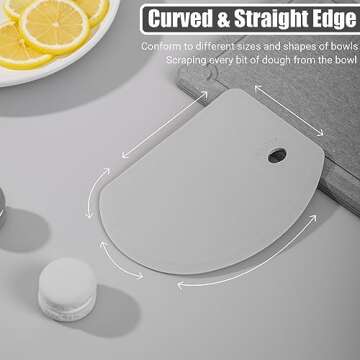Sapid Flexible Curved Edge Silicone Bowl Scraper (5.98"4.3"), Multipurpose Kitchen Dish Scraper, Easy to Clean (1, Gray)
