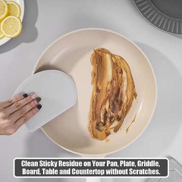 Sapid Flexible Curved Edge Silicone Bowl Scraper (5.98"4.3"), Multipurpose Kitchen Dish Scraper, Easy to Clean (1, Gray)