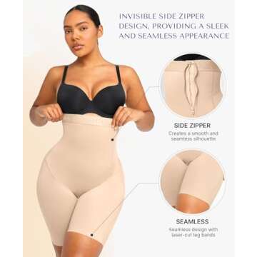 SHAPELLX Body Suit Tummy Control Shapewear High Waisted Body Shaper Shorts Shapewear for Women Tummy...