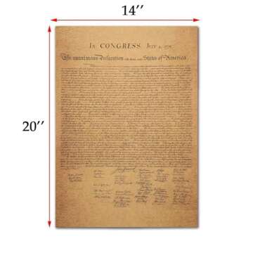 HAOHUODUO 20" X 14" Vintage U.s. Declaration Of Independence Poster On Kraft Paper. Unframed, Ideal ...