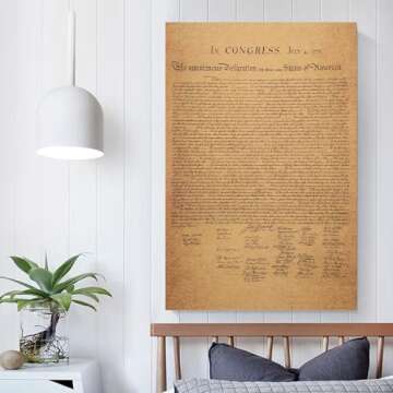 HAOHUODUO 20" X 14" Vintage U.s. Declaration Of Independence Poster On Kraft Paper. Unframed, Ideal For Home, Office Or Educational Spaces To Inspire Patriotism And History Appreciation