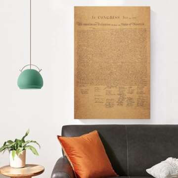 HAOHUODUO 20" X 14" Vintage U.s. Declaration Of Independence Poster On Kraft Paper. Unframed, Ideal For Home, Office Or Educational Spaces To Inspire Patriotism And History Appreciation