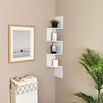 WELLAND Zig Zag 4-Tier Corner Floating Shelf