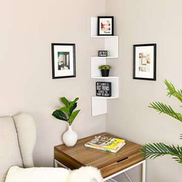 WELLAND Zig Zag 4-Tier Corner Floating Shelf