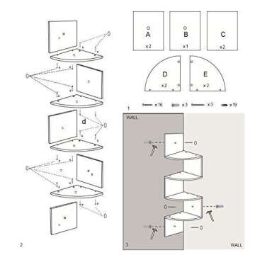 WELLAND Zig Zag 4-Tier Corner Floating Shelf
