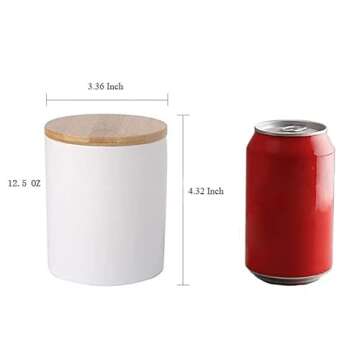 Ceramic canister storage jar tea jar herbs container with bamboo lid (airtight) (White, 4.16x3.52 Inch)