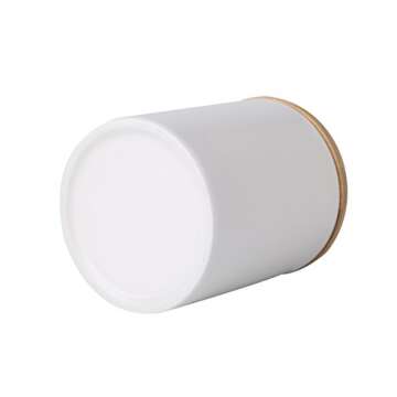 Ceramic canister storage jar tea jar herbs container with bamboo lid (airtight) (White, 4.16x3.52 Inch)