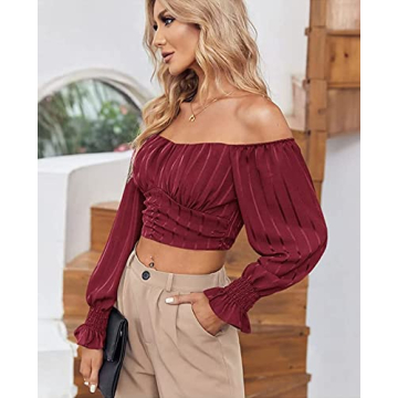 MIRACMODA Women's Off Shoulder Puff Sleeve Summer Blouse