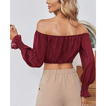 MIRACMODA Women's Off Shoulder Puff Sleeve Summer Blouse