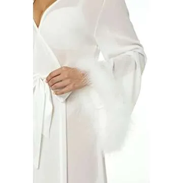 Bogumil Women's Stylish Bride Robe with Feather Details