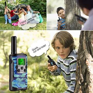 Walkie Talkies for Kids 22 Channel 2 Way Radio 3 Miles Long Range Handheld Walkie Talkies Durable Toy Best Birthday Gifts for 6 Year Old Boys and Girls fit Adventure Game Camping (Blue Camo 1)