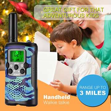 Walkie Talkies for Kids 22 Channel 2 Way Radio 3 Miles Long Range Handheld Walkie Talkies Durable Toy Best Birthday Gifts for 6 Year Old Boys and Girls fit Adventure Game Camping (Blue Camo 1)