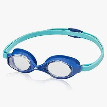 Speedo Unisex-Child Swim Goggles Super Flyer Ages 3 - 8 - Trendy Blue/Clear