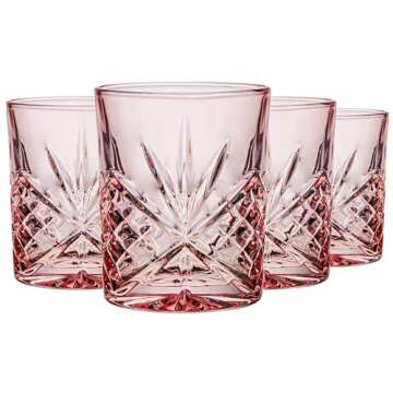 Godinger Whiskey Glasses, Old Fashioned Glasses, Crystal Glass Drinking Glasses, Water Glasses, Cocktail Glasses - Blush, Dublin Collection