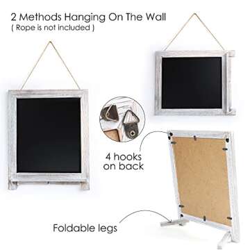 LotFancy Magnetic Chalkboard Sign, 15”x12” Rustic Chalk Board Easel for Menu Kitchen Wedding Décor, Standing Wood Framed Blackboard with Chalk Marker and Magnets, Tabletop or Wall Hanging Display