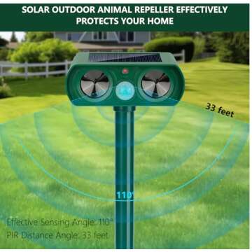 2Pack 2025 Solar Ultrasonic Animal Repeller Defender