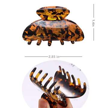 3 PCS French Design Hair Claw Clips, Acrylic Resin Hair Clips, Tortoise Shell Hair Clip Claw , Cellu...