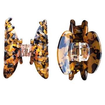 3 PCS French Design Hair Claw Clips, Acrylic Resin Hair Clips, Tortoise Shell Hair Clip Claw , Cellulose Acetate Hair Barrettes for Women Thick, Medium and Thin Hair