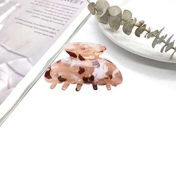3 PCS French Design Hair Claw Clips, Acrylic Resin Hair Clips, Tortoise Shell Hair Clip Claw , Cellulose Acetate Hair Barrettes for Women Thick, Medium and Thin Hair