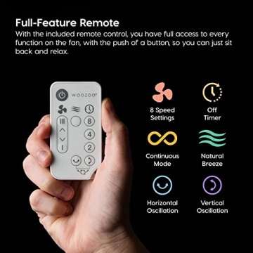 Stylish WOOZOO Fan with Remote & Oscillation for Comfort