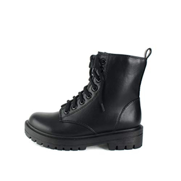 Soda FIRM Combat Ankle Bootie: Black Lace Up & Side Zipper (8.5)