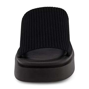 CUSHIONAIRE Women's Pim knit platform sandal with +Memory Foam, Black Weave 9