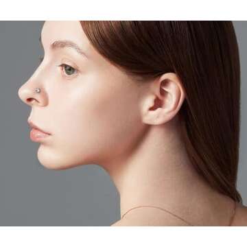 Anicina Nose Rings 18G Nose Rings Hoops Surgical Steel Nose Piercing Kit L Shape Nose Studs for Women CZ Heart Moon nose piercings Silver Nose Piercing Jewelry